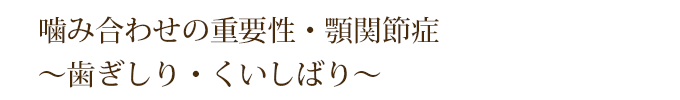 噛み合わせの重要性・顎関節症 ～歯ぎしり・くいしばり～